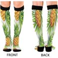 thumbnail image 2 of Coolnut 1 Pairs Tropical Pineapple Leaves Compression Socks for Women Men Knee High Stocking for Running, Athletic, Medical Gift, 2 of 7