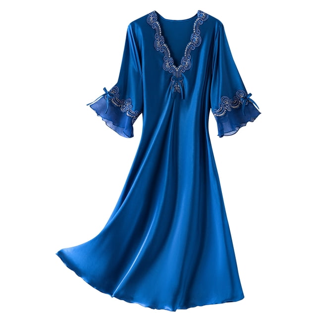 Funicet Chemises de Nuit pour Femmes Douces, Robe Grande Taille, Grande Taille Simulation Soie Fine Soie Glacée Col en V Maison à Volants Manches Courtes, Shorts Grande Taille pour Femmes, Grande Taille pour Femmes