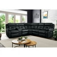 thumbnail image 2 of Lexicon Amite 6-Piece Wood & Faux Leather Sectional Set in Dark Gray, 2 of 8