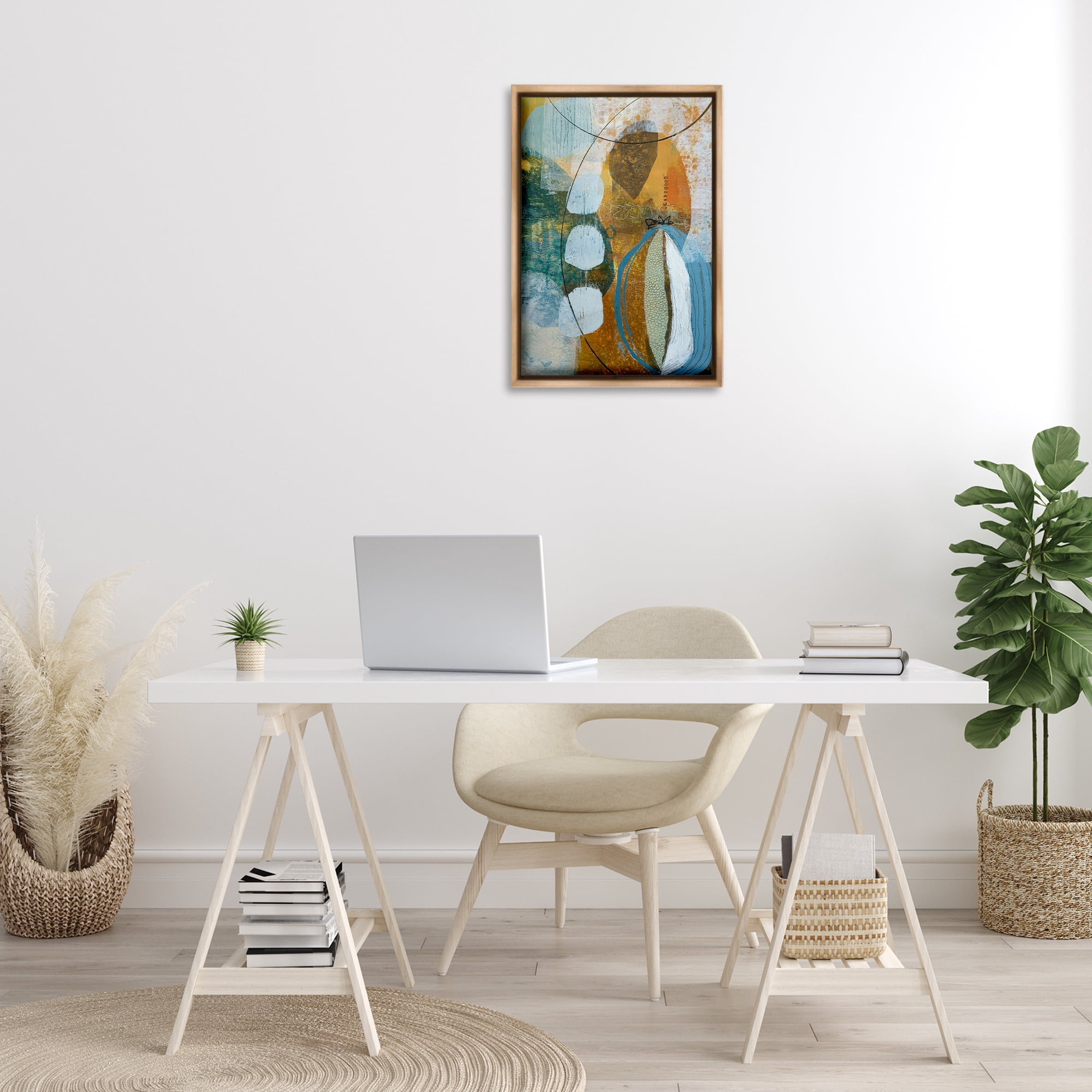 Stupell Industries Expressive Distressed Abstract Abstract Painting Brown Floater Framed Canvas Art Print Wall Art, 17 x 25