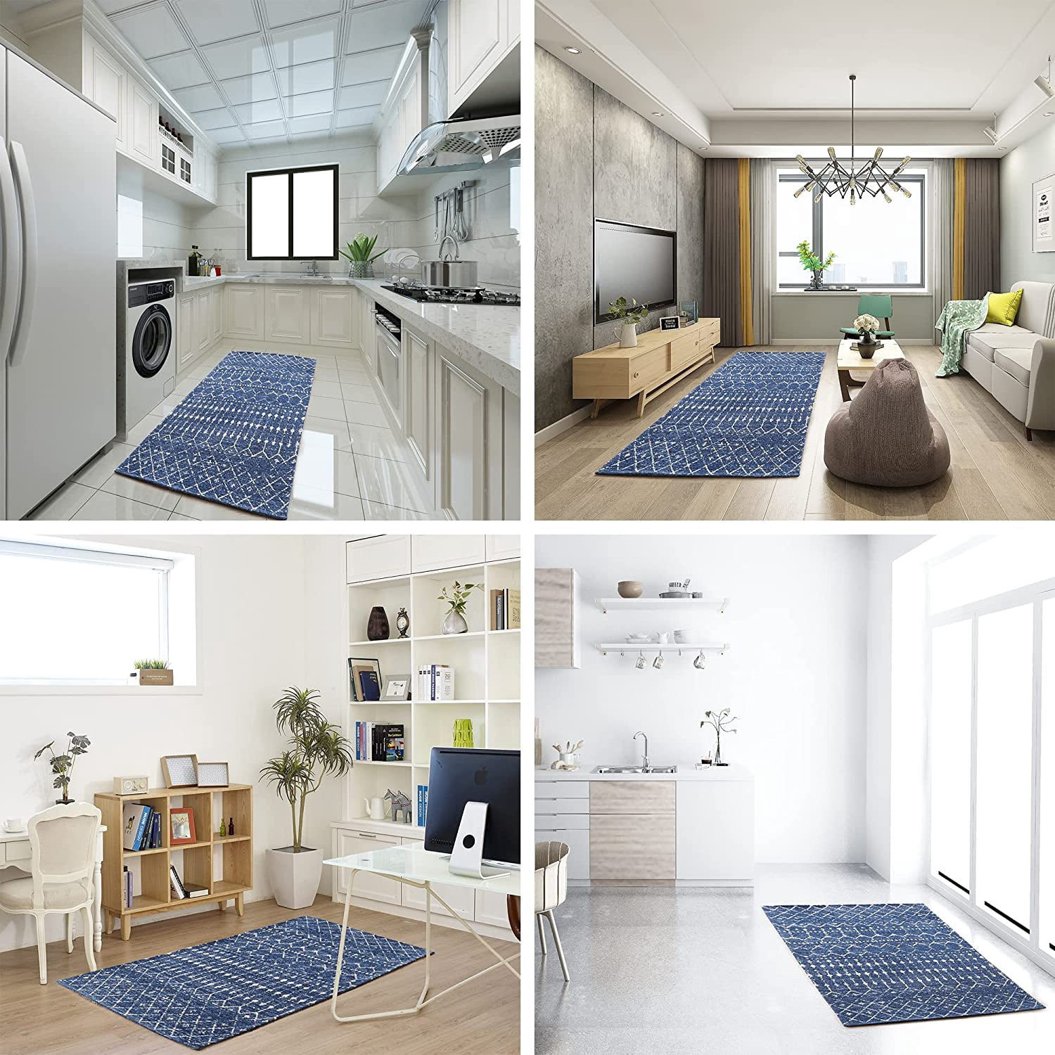 Hallway Runner Washable 4x8 Rug: - Low Pile Soft Runner Rug Wide ...