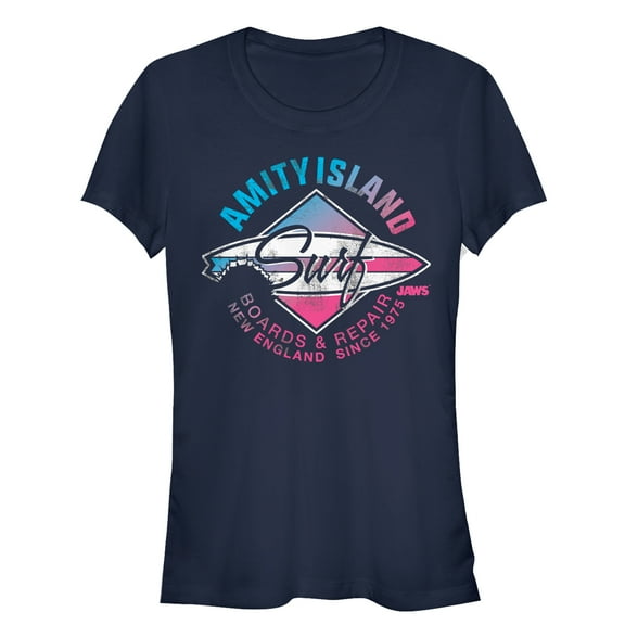 Junior's Jaws Amity Island Surfboard Repair  Graphic T-Shirt