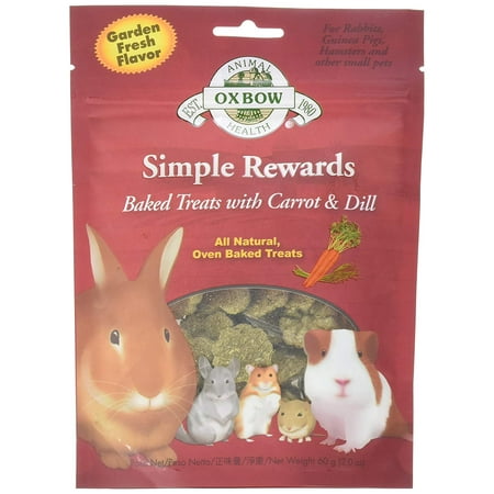 New Simple Rewards All Natural Oven Baked Treats with Carrots, Dill and Timothy Hay, 2 oz treats for rabbits, guinea pigs, hamsters and other small pets. By