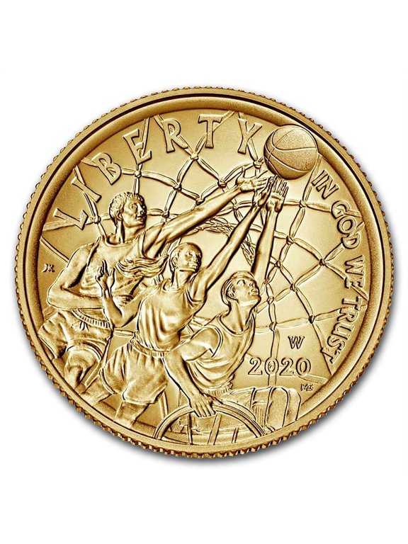 Collectible 2020-W Gold $5 Basketball Hall of Fame BU (Box & COA)
