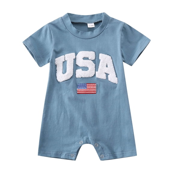 WUANDIXFA Newborn Boy Clothes 4th of July Baby Girl 250 Anniversary USA Baby 4th of July Outfit Boy Baby Boy Romper 0-3 Months,Blue