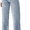 Light Blue, variant on NICELF Women's Straight Leg Jeans – High Waisted Elastic Waist Cropped Denim Pants with Frayed Hem, Casual Loose Stretchy Trousers Wide Leg Jeans for Women Trendy, Black