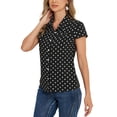thumbnail image 4 of INSPIRE CHIC Women's Vintage Short Sleeve Tops Button Up Polka Dots Shirt S Black, 4 of 6