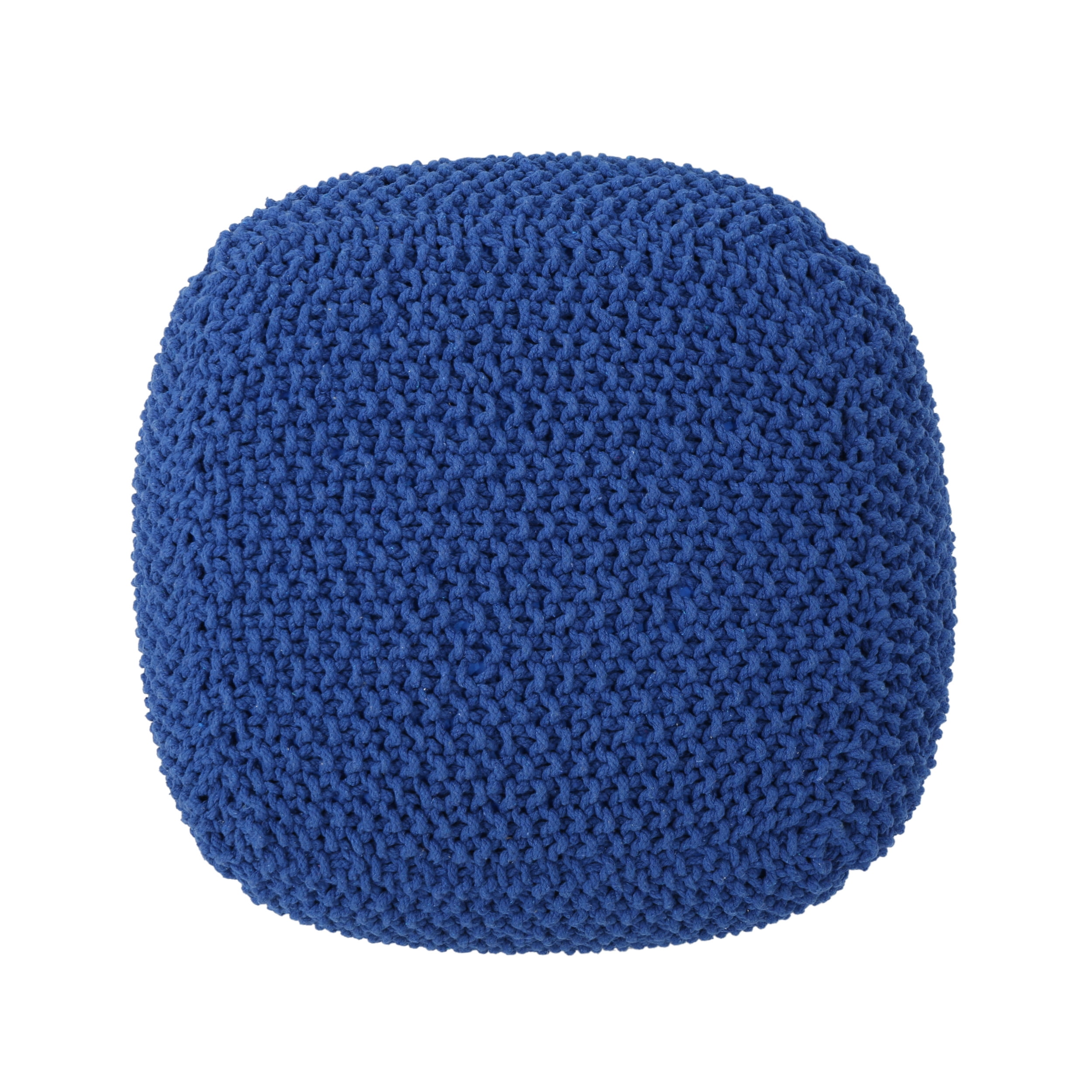 Noble House Ana Knitted Cotton Pouf, Navy