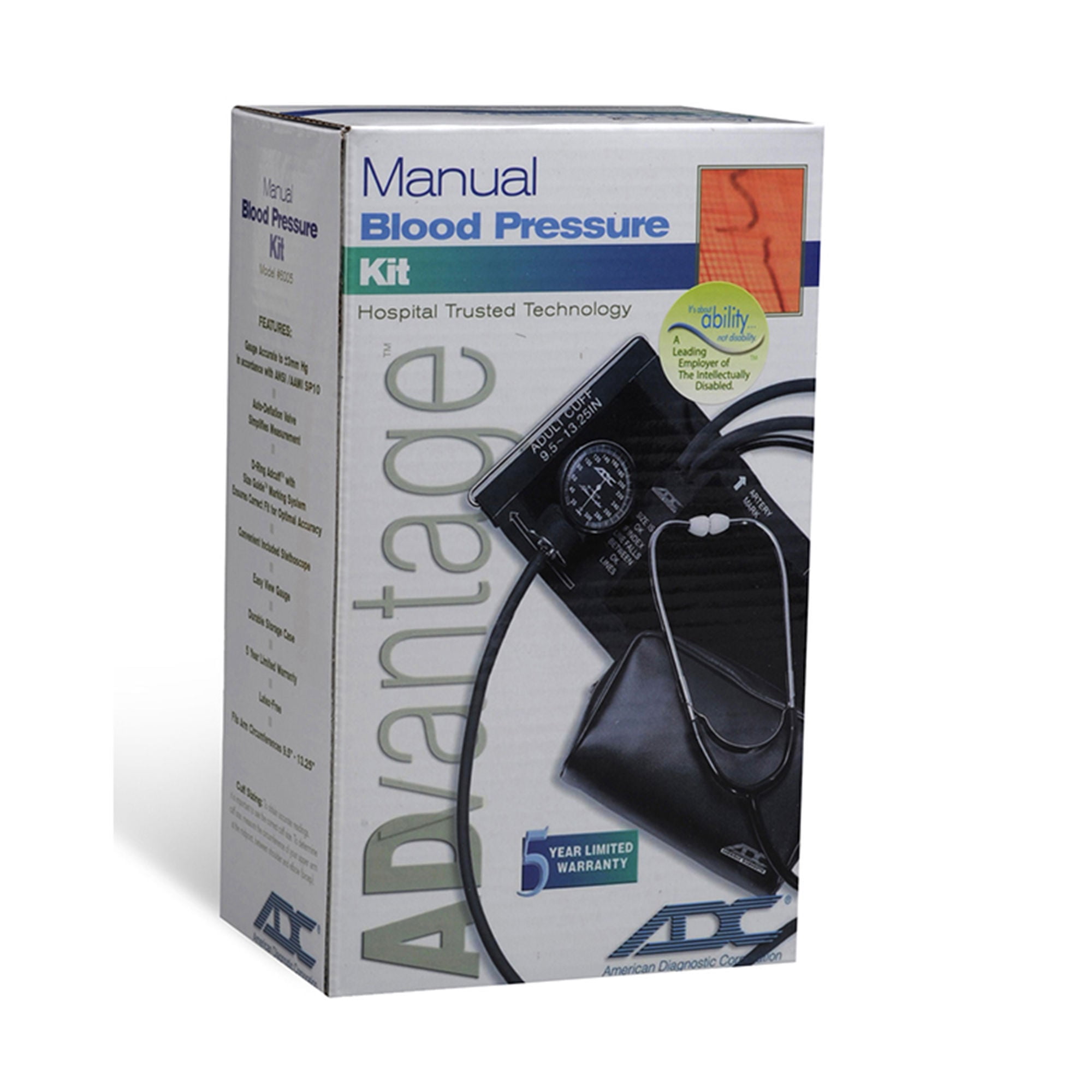 ADC Adult Black Pocket Aneroid Reusable Aneroid / Stethoscope Set 1-Tube 6005 1 Each