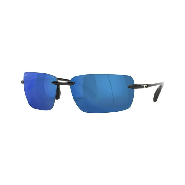 Gafas de sol Costa Del Mar Gulf Shore para hombre, negro brillante y azul, 66 mm