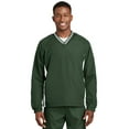 thumbnail image 2 of Sport-Tek JST62 Mens Tipped V Neck Raglan Wind Shirt, Forest Green & White - 4XL, 2 of 2