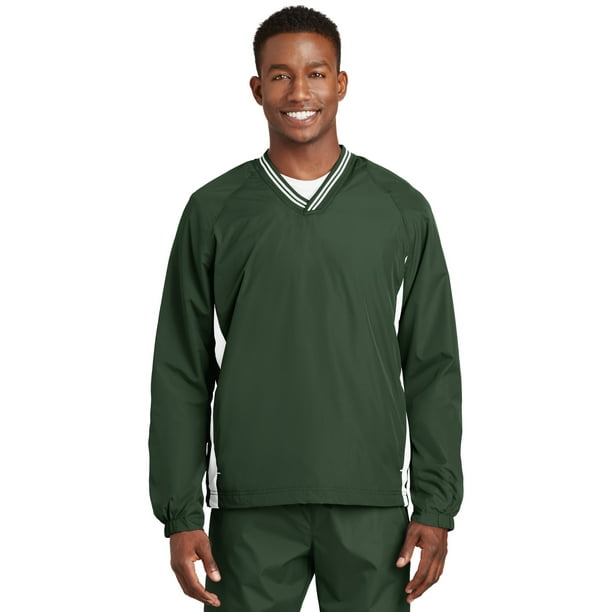SportTek Sport Tek Tipped V Neck Raglan Wind Shirt5XL (Forest Green