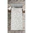 thumbnail image 3 of Ambesonne Leaves Quilted Bedspread Set 2 Pcs, Monochrome Floral Rustic, Twin Size, Black White, 3 of 3