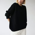 thumbnail image 5 of Black Sweaters for Women's Fall and Winter Knit Crew Neck Loose Solid Color Sweater Womens Fall Fashion 2025, 5 of 5