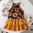thumbnail image 4 of Girls Summer Outfits Sleeveless Tank Top with Printed Shorts Casual Suit Two Piece Set Kids Breathable Clothes Black Size 9-10 Years, 4 of 8