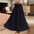 thumbnail image 5 of Women's Boho Eyelet Embroidery Maxi Skirt, Casual Summer Long Skirt with Pockets, High Waisted Tiered Swing A-Line Beach Skirt, 5 of 5