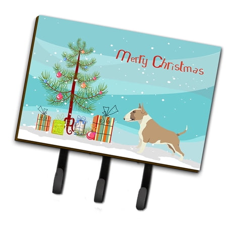 Fawn and White Bull Terrier Christmas Tree Leash or Key Holder
