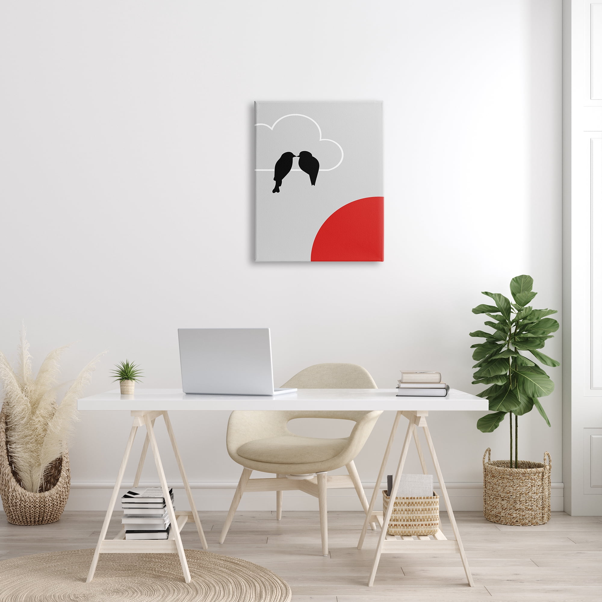 Stupell Industries Pair of Birds Kissing at Sunset Modern Cloud Animals & Insects Painting Gallery Wrapped Canvas Print Wall Art, 24 x 30
