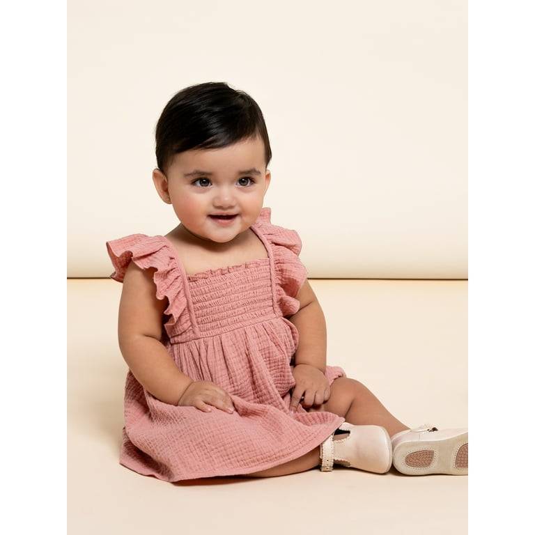 Modern Moments By Gerber Baby Girl Ruffle Sleeve Dress and Diaper Cover Sizes 0 3 Months 24 Months Walmart