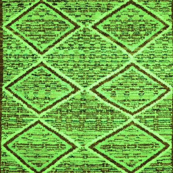 Ahgly Company Indoor Square Abstract Green Contemporary Area Rugs, 6' Square