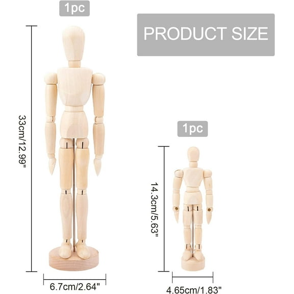 1bag 2pcs 2 style Unfinished Wooden Pine Movable Joint Family Model for Artist Mannequin Drawing Supplies BurlyWood 1pc/style