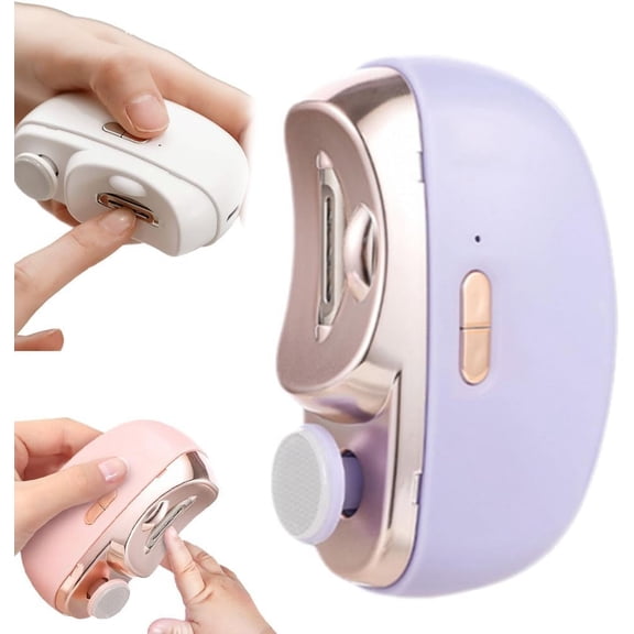 3 in 1 Electric Automatic Nail Clippers with Polishing, Safe Nail Trimmer with 2 Adjustable Speeds, Baby Nail Cutter, USB Rechargeable Electric Nail Clippers for Seniors, Adults, Children (Purple)