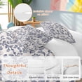 thumbnail image 2 of 3 Piece Blue Floral Leaf Duvet Cover Set California King,Microfiber Comforter/Quilt Cover with Corner Ties and 2 Pillowcases,Retro Farmhouse Plant Tree Branch All Season Bedding with Zipper Closure, 2 of 8