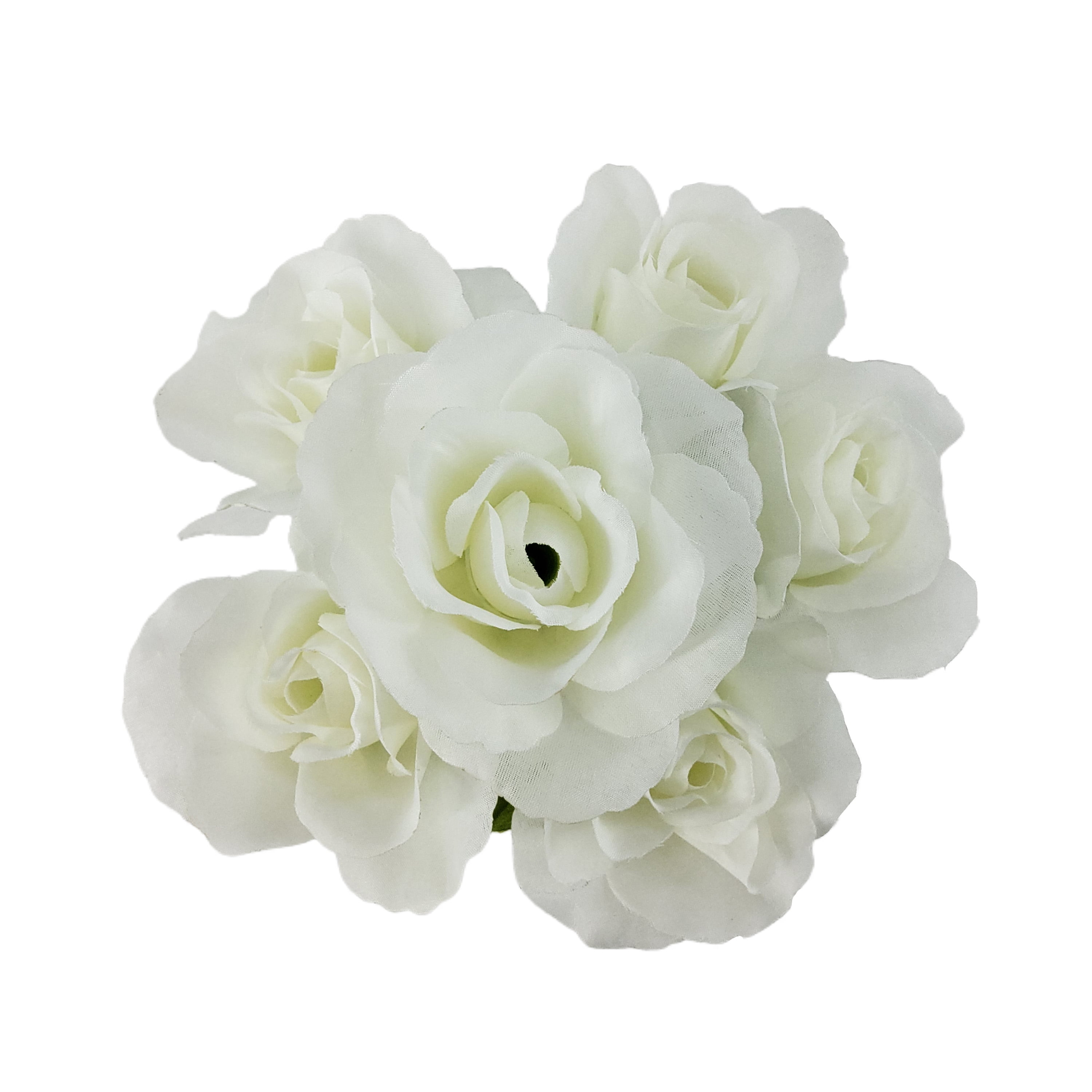 (4 pack) Mainstays Indoor Artificial Sweet Rose Flower Pick, White Color, Assembled Height: 14"