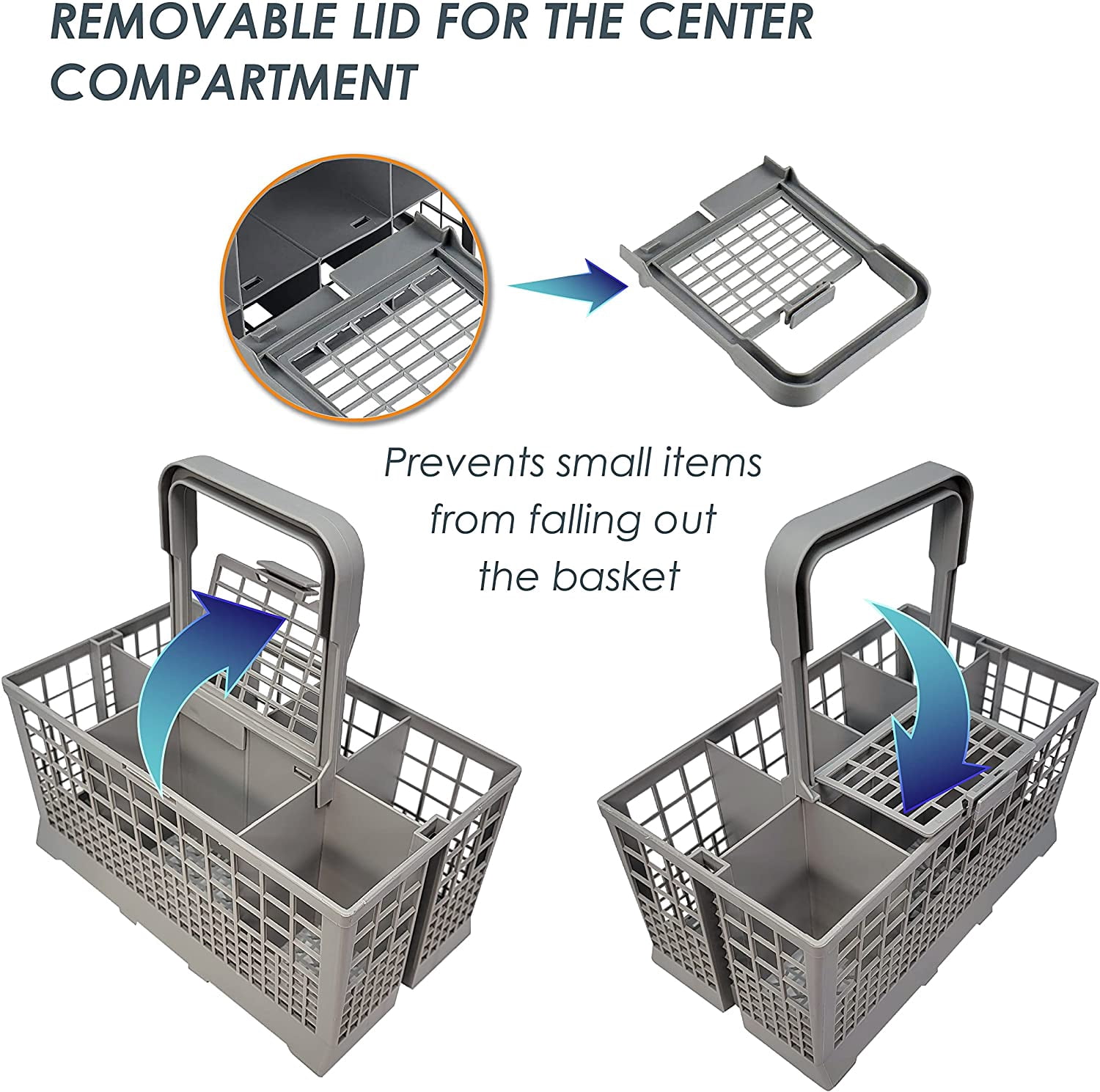 Universal Dishwasher Cutlery Basket fits Most Brands (9.5 x 5.4 x 4.8 inches)- Utensil Organizer Caddy