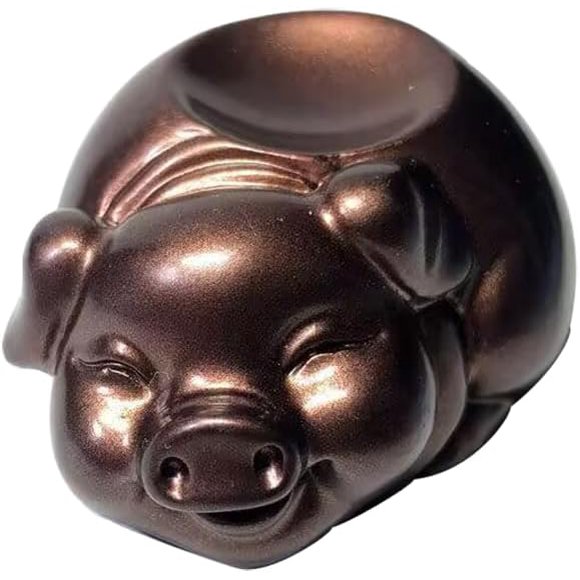 Fengtaike Support de Boule en Résine Cristal en Forme de Cochon - Ornement Décoratif de Bureau Décoration Maison Bureau - Sphère d'Affichage sur Ce Support Mignon pour Boules de 30-50mm (Bronze)