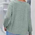 thumbnail image 5 of Wensltd Women Solid Crew Neck Long Sleeve Ribbed Sweater Shoulder Button Detail Loose Knit Style Tops Casual Everyday Wear, 5 of 6