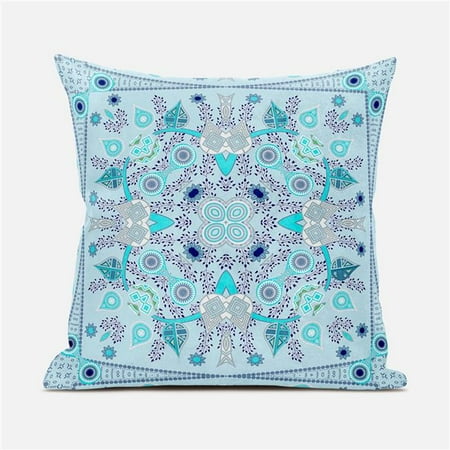 

Amrita Sen Designs CAPL855FSDS-ZP-18x18 18 x 18 in. Paisley Leaf Geo Duo Suede Zippered Pillow with Insert - Light Blue & Grey