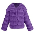thumbnail image 4 of YDFCWXW Women's Fur Cropped Coat Long Sleeve Open Front Winter Jacket Plus Size Fluffy Puffer Overcoat Purple, 3XL, 4 of 4