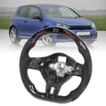 thumbnail image 1 of LED Steering Wheel, Finger Ridges 20 LEDs Light Red Stitching Carbon Fiber Flat Bottom Steering Wheel  For MK5 6R, 1 of 8