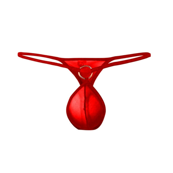 WZXFASHION Mens Mesh Thongs Breathable Briefs Sexy Underwear See-Through Hot Underpants Intimates Red One Size