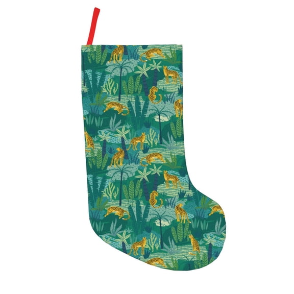 Defioc Jungle Leopard for Christmas Stockings 18" Personalized Holiday Stocking for Family, Farmhouse Decor, Xmas Tree Decoration, 1 Pack