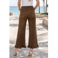 thumbnail image 5 of TinyCribz Chic Leopard Wide Leg Pants, Ruffle Hem Women's Jeans 16, 5 of 6