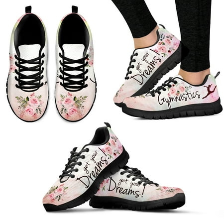 

New Gymnastics Design Brand Sneakers Get Your Dreams Shoes Pink Floral Print Basketball Shoes Zapatos Planos