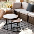 thumbnail image 2 of Coffee Table Nesting Set of Side Set Golden Frame Circular Round and Marble Pattern Wooden Tables Living Room Bedroom Apartment Modern Industrial Simple Nightstand, 2 of 10
