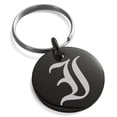 thumbnail image 1 of Stainless Steel Letter I Initial Old English Monogram Engraved Small Medallion Circle Charm Keychain Keyring, 1 of 1
