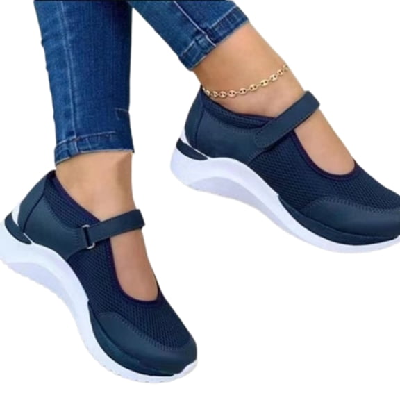 Women Knit Sneakers Breathable Platform Shoes Hook Loop Casual Slip On Walking Shoes