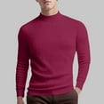 thumbnail image 2 of TOWED22 Men's Mock Turtleneck Sweater Long Sleeve Half Neck Pullover Thermal Casual Ribbed High Neck Pullover Sweater(Wine,M), 2 of 7