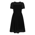 thumbnail image 4 of Ashirexll Robe d'Été pour Filles Enfants Col Rond Couleur Unie en Maille Manches Courtes Pois Tunique Ligne A pour Enfants, 4 of 5