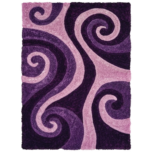 Designer Home Revolution Shag Area Rug 2100 21583 Chimes Violet Loops Wavy 1' 10" x 3' Rectangle