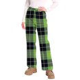 thumbnail image 2 of Women's Christmas Snowflakes and Trees Print Plush Pajama Pants, Soft and Comfortable Home Wear Trousers for Winter, Casual Sleepwear with Elastic Waist,Green,2XL, 2 of 7