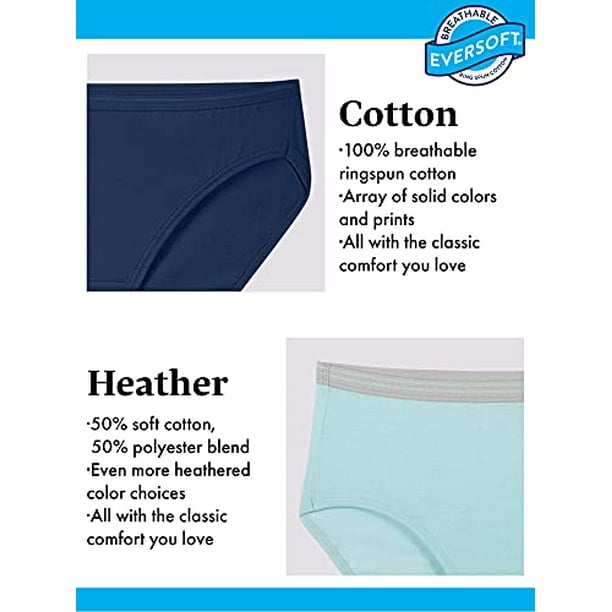 Fruit of the Loom Women's Eversoft Cotton Brief Underwear, Tag Free &  Breathable, Plus Size Brief-10 Pack-Assorted Colors, 13