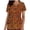 Brown, variant on Women's Casual Tops Fashion Ladies Summer V-Neck Retro Printed Short Sleeve Functional Top with Pocket