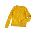 thumbnail image 2 of Afuyipoi Girls Cable Knit Cardigan Size 1-15 Long Sleeve Button Down Solid Sweater for Kids School Daily Casual Yellow Size 5, 2 of 6