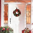 thumbnail image 2 of 12 Inch Small Artificial Pine Leaf Christmas Wreath, Pre-Decorated Holiday Wreath with Ornament Balls, Fabric Bows & Berry Clusters, Hanging Wreath for Narrow Front Door & Small Covered Porch Decor, 2 of 6