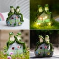 thumbnail image 5 of Goodeco Frog Statue Outdoor Decor -  Resin Happy Frog Couple on Solar Stone Figurines, Garden Frog Decor Summer Decorations, for Patio Yard Lawn  Ornament,Frog Gifts 8", 5 of 7